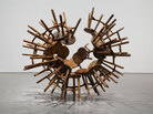 Grapes, a spiky cluster of wooden stools from the Qing Dynasty (1644-1911), is part of Ai Weiwei's repurposed furniture series. Grapes, a spiky cluster of wooden stools from the Qing Dynasty (1644-1911), is part of Ai Weiwei's repurposed furniture series.